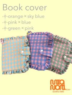 A6 チェック ブックカバー　手帳カバー シール帳カバー　フリル　オーダー