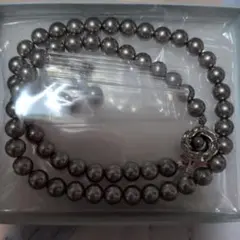 新品グレー パールビーズネックレス イヤリングセット