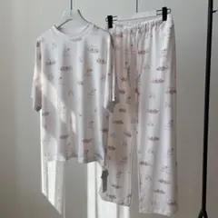 ラッコ柄 ルームウェア ジェラピケ　パジャマ　上下セット　かわいい　薄ピンク