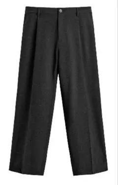 新品2026ZARA フルイドプリーツ タック ワイドパンツ バギー トラウザー