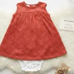 プチバトー 肌着一体型ワンピース 18M 81cm 半袖 ボディスーツ