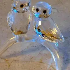 Swarovski スワロフスキー フクロウ ペア 置物 廃盤 クリスタル 美品