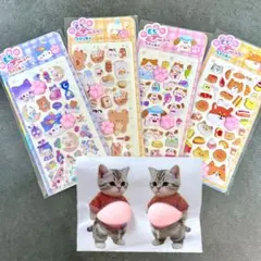 おなかシール2匹・肉球シール4枚セット｜シールまとめ売りセット No.1