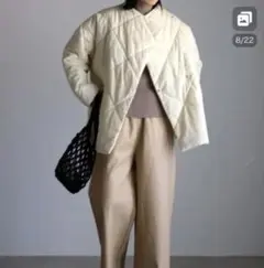 新品　ap retro ダウンコート　ノーカラー　パフジャケット　マフラー付き