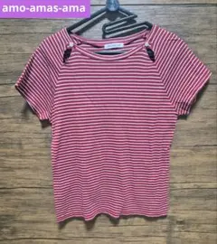 amo-amas-ama ボーダーTシャツ レッド