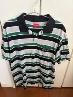 Supreme ボーダー ポロシャツ Mサイズ ブラウン ブルー - メルカリ