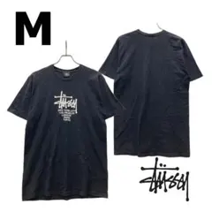 stussy ブラック ロゴ入りTシャツ