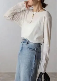 新品／BONJOUR SAGAN リラックスシアーベロアロンT／アイボリー