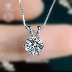 925シルバー 1カラット モアサナイト ペンダントネックレス　■3841