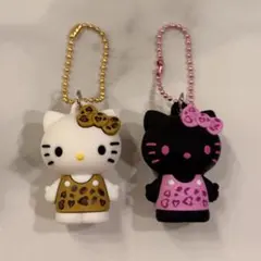 新品　ハローキティ　PVCマスコット　ヒョウ柄　ブラウン　ピンク　2個セット