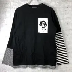 jouetie 古着 スイッチスリーブ プリント ロゴ刺繍 ボーダー切替トップスのサムネイル