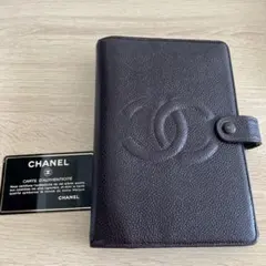シャネル CHANEL ココマーク 手帳カバー キャビアスキン ダークブラウン