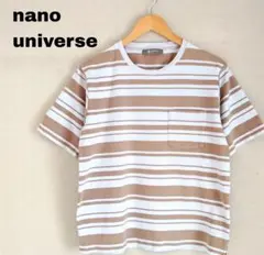 ナノ ユニバース✨️ Tシャツ メンズ ボーダー ベージュ ホワイト 白茶 半袖のサムネイル