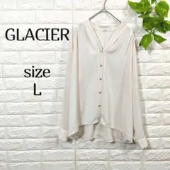 【グラシア】白 アイボリーブラウス シャツ L 無地 セレモニー 長袖 金ボタン