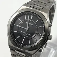 【稼働】 美品 SEIKO スピリット 腕時計 メンズ ソーラー 黒文字盤