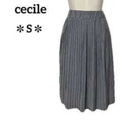 cecile　ウエストゴム　膝下ミディ丈プリーツスカート　グレー　Sのサムネイル