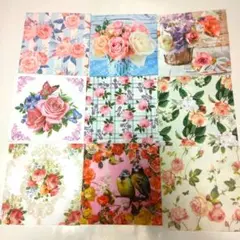 売りつくしペーパーナプキン9枚薔薇柄