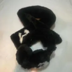 黒いファー ネックウォーマーセット送料無料