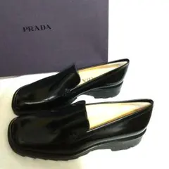 ✨極美品✨PRADA 黒 レザー ローファー スリッポン 23cm