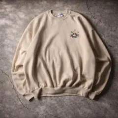 【00sメキシコ製】クレヨン刺繍デザイン　ビッグシルエット　スウェットシャツ古着