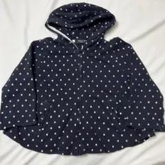 【美品】コムサイズムネイビー 水玉 フード付きパーカーリボンポケット120