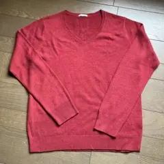 【GU】ジーユー Vネック ニット セーター 長袖 Lサイズ 赤/ワインレッド