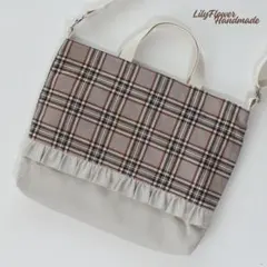 No.203 レッスンバッグ女の子 ショルダー2way 入園入学 チェック柄