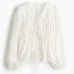 H＆M エイチアンドエム TIE-FRONT BLOUSE ホワイト