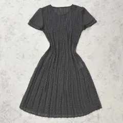 ワンピース 半袖 ドット柄 ブラック ロング丈 レトロ 森ガール