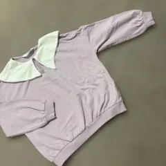 h&m ビッグカラー　トレーナー　スウェット　襟付き　パープル　薄紫