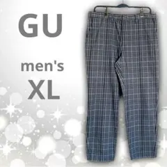 美品　GU　ジーユー　イージーアンクルパンツ　グレー　チェック　ＸＬ