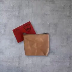 ハンドメイド ヌメ革 栃木レザー小物入れポーチ 手縫い