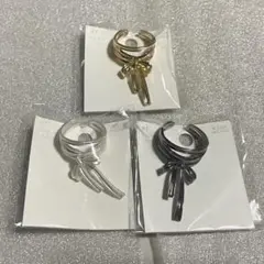 スリーコインズ　リング　指輪　クロスリボン　　3点セット