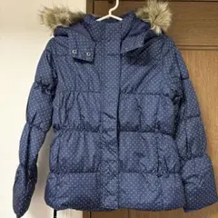 【値下げ】★新品★GapKids ネイビー ドット柄中綿コートフード付140cm