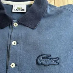 LACOSTE 青 ポロシャツ サイズ3 デカロゴ