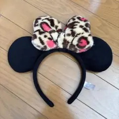 ミニーマウス耳カチューシャ レオパード柄 カチューシャ ヒョウ柄 ピンク