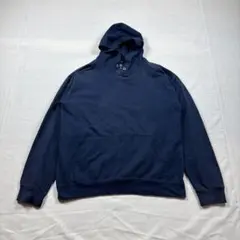 無地 ネイビー パーカー Mサイズ 裏起毛 シンプル スウェットフーディ 薄手