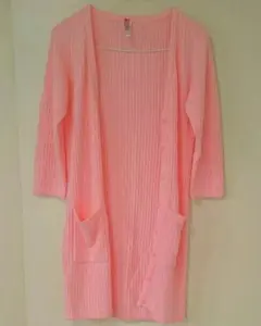 お値下げ☆未使用  ロデオクラウンズ サーモンピンク ロングカーディガン