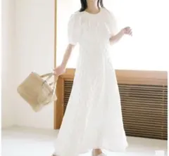 ur's ユアーズ ジャガードランタンスリーブワンピースのサムネイル