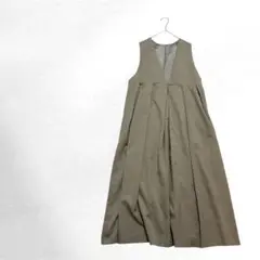 ベージュ ノースリーブ ロングワンピース ショート レディース 大人 美品