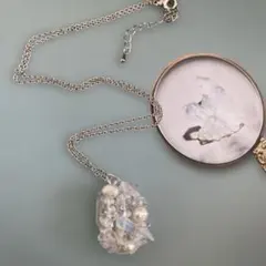Quartz×Moon stone×Pearl Hand Made ネックレス