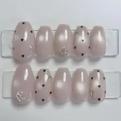 【現品】ネイルチップ 韓国風 マグネット シンプル ドット 大人ガーリー ピンク