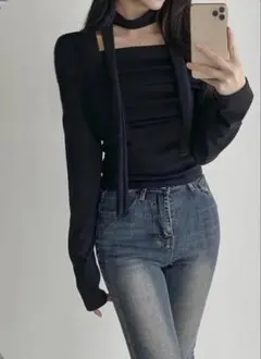 【GRL】タイ付きギャザーリブトップス[an1818]