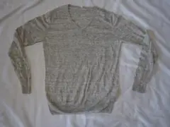 無印良品 MUJI Vネック リネンニット セーター 長袖 グレー Mサイズ