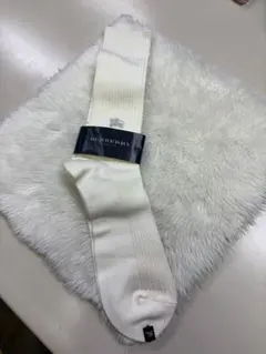 未使用BURBERRY ホワイトリブソックス サイズ26〜28