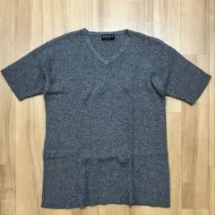 UNIQLO 半袖 ニット ユニクロ Vネック Tシャツ グレー L ストレッチのサムネイル