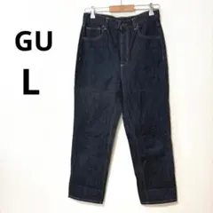 美品 GU L 股下72 ネイビー デニム ハイウエストストレートジーンズのサムネイル