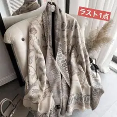 【最終値下げ】大判ストール　エレガント　ボタニカル柄　鳥　ショール　マフラー