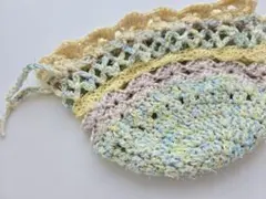 ハンドメイド かぎ針編み 巾着 ポーチ 小物入れ イエロー