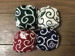 ペレット使用　ハンドメイド　縁起物　唐草に招き猫　お手玉　知育玩具　4個セット